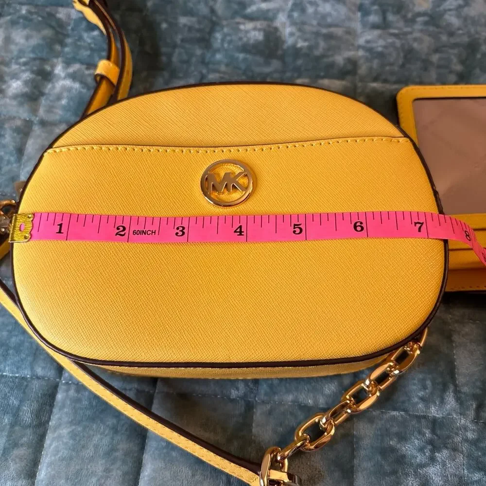 Michael Kors Crossbody Bag Set Yellow Leather Gold Hardware Small Everyday NWOT
